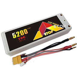 Battfix 7.4V 5200mAh 70C 2S Hard Case LiPo Battery for RC Cars